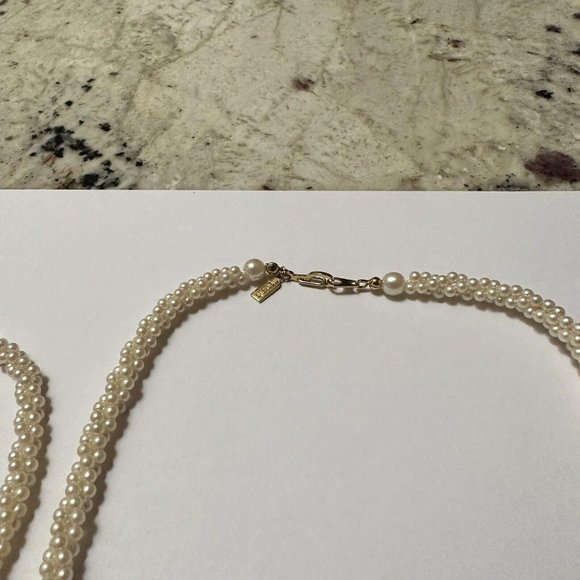 Lot Of 2 Marvella Faux Seed Pearl Bead Beaded Gold Tone Necklace 1 Signed - Picture 3 of 10